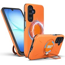 Cresee for Samsung Galaxy A17 5G Case, 360Magnetic Ring Stand Compatible with Magsafe, Hard PC Cover + TPU Inner Shell Shockproof Phone Case with Magnet for Galaxy A17 5G - Orange