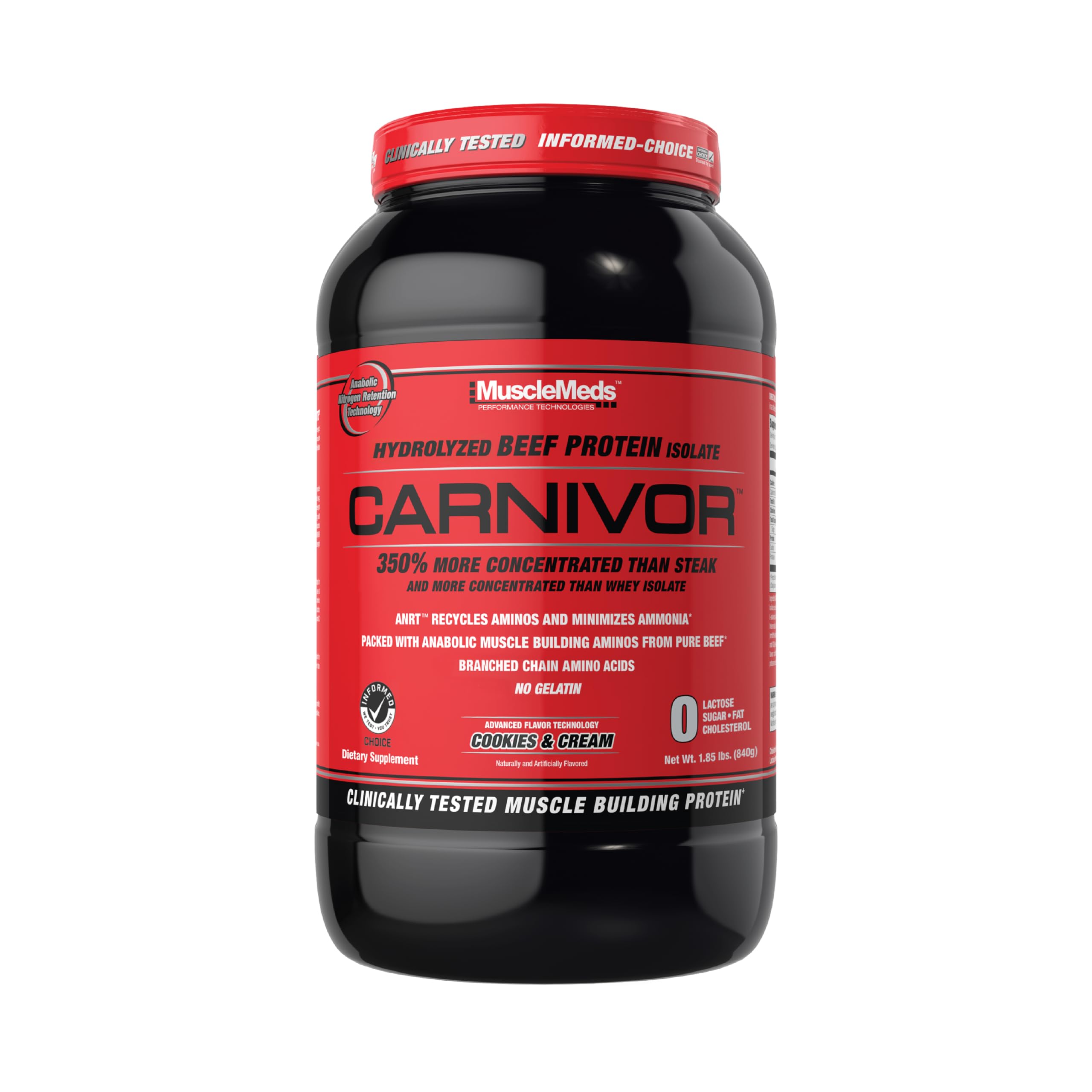 MuscleMeds Carnivor Hydrolyzed Beef Protein Isolate, 28 Servings, Cookies & Cream,1.85lbs Cookies & Cream 29.6 Ounce (Pack of 1)
