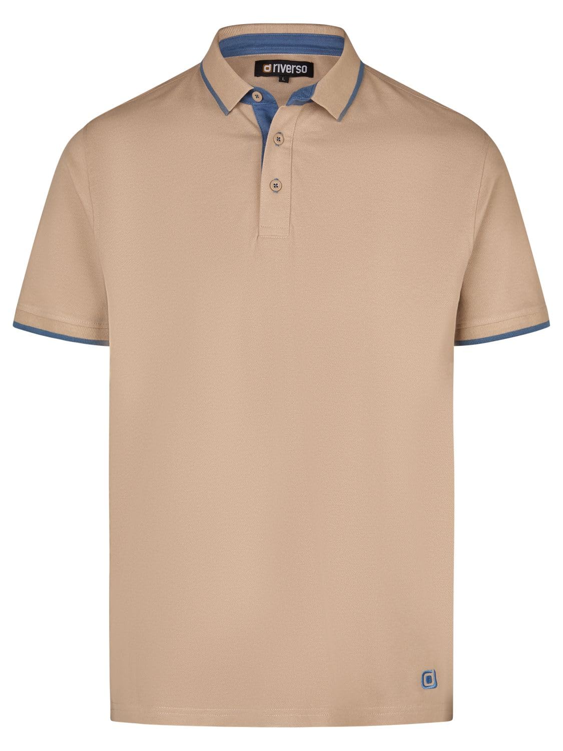riverso RIVLeano - Polo da uomo, a maniche corte, vestibilità normale, in cotone, tinta unita, bianco, nero, blu, verde, beige, S, M, L, XL, XXL, 3XL, 4XL, 5XL
