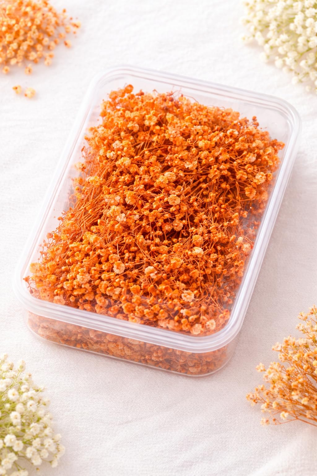 1 Box Natural Dried Baby Breath Flowers | Real Pressed Flowers for Resin Art, DIY Crafts, Nail Art, Candle & Soap Making Jewellery, Pendant (Babysbreath) Real Natural Gypsophila Real Flower (Orange)-image-41