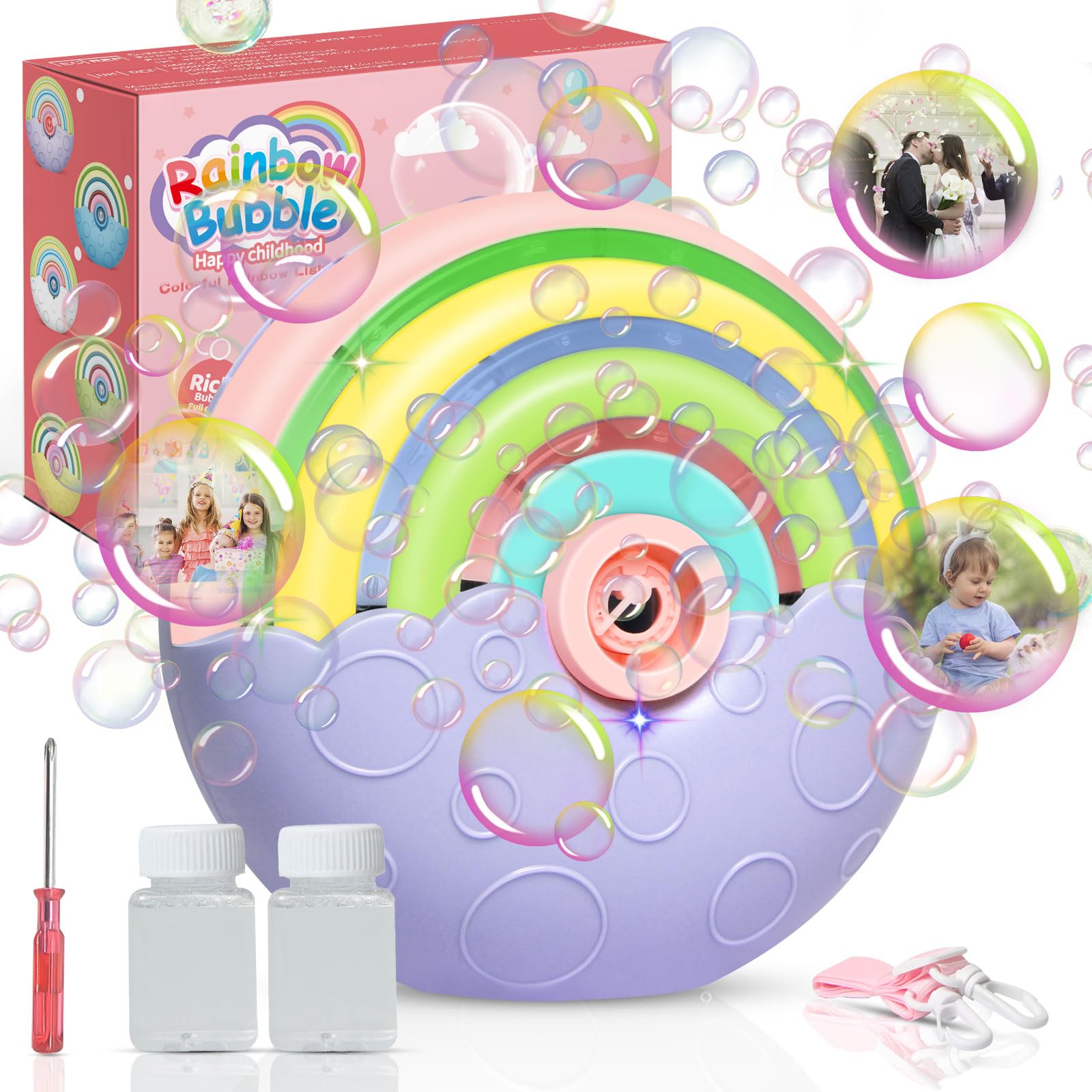 Sponsored Ad – Bubble Machine Portable Automatic Bubble Blower Machine For kids, 2000+ Bubbles per Minute, Silent Design Rainbow Bubble Maker Machine with Bubble Solution/Lanyard/Battery Powered, Birthday Gifts