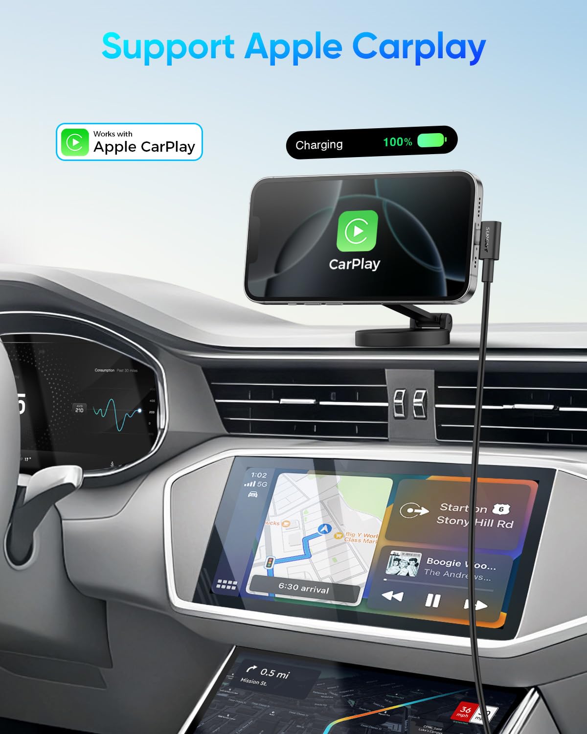 SUNGUY Cavo USB-Light-ning 90 gradi, [2 pezzi da 0,3 m] Cavo di ricarica Light-ning CarPlay corto certificato MFi con connettore ad angolo retto, compatibile con iPhone serie11-14 /iPad/iPod