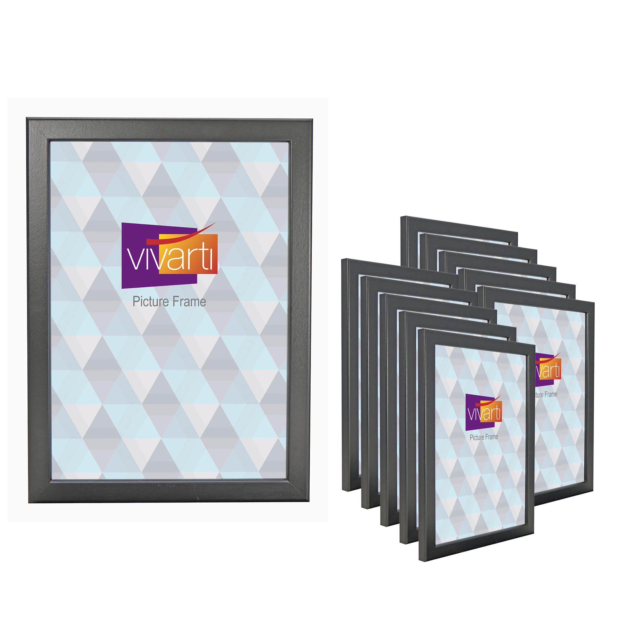 Pack of 10 Matt Black Thin Block Picture Frame, A4 29.7 x 21 cm