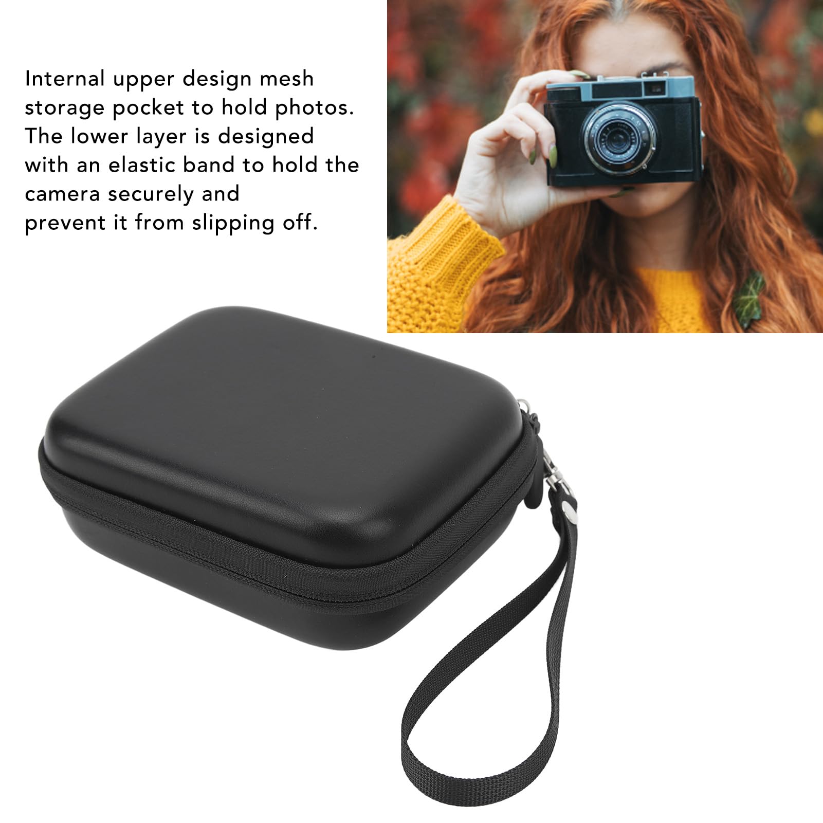 Universal Hard Case for Mini EVO Link Liplay PU Leather Camera Bag with Smart Design and Perfect Protection. Convenient and Stylish. (Black) - Image 4