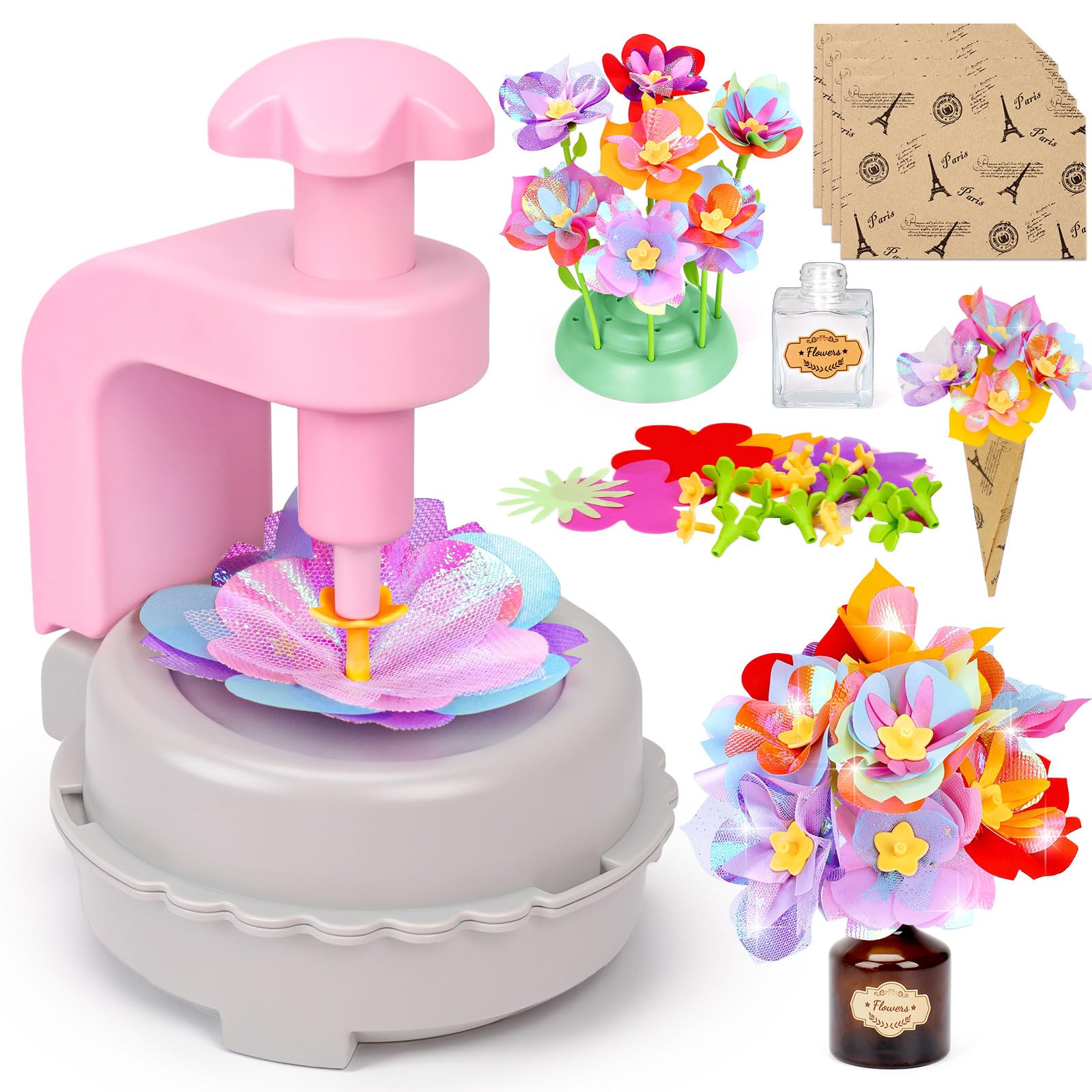 Art and Crafts Kits for Kids Girls Ages 4-6 6-8 8-12 Fabric Flower Bouquets Toys Creative DIY Craft Kits Preschool Learning Activities Christmas Birthday Gifts for 4 5 6 7 8 9 10 Year Old Girls