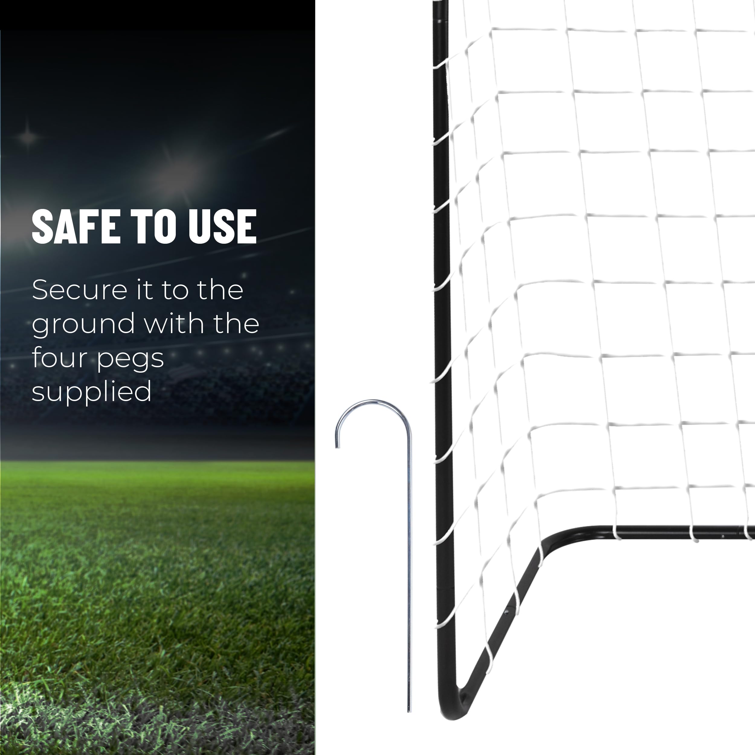 Umbro Porta da calcio – 182 x 122 x 61 cm – Metallo – Include 2 ganci da pavimento – Nero