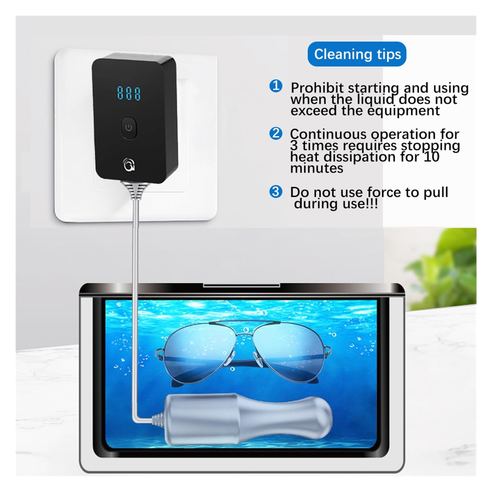 Nettoyeur à ultrasons, Nettoyeur à ultrasons portable for la maison, bain de nettoyage, machine laver les bijoux et lunettes