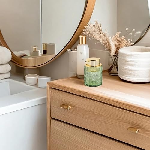 Miniatura 2 de Dispensador de jabón espumoso, dispensador de jabón de manos de espuma de vidrio de 10 onzas con bomba dorada, botella de bomba recargable para