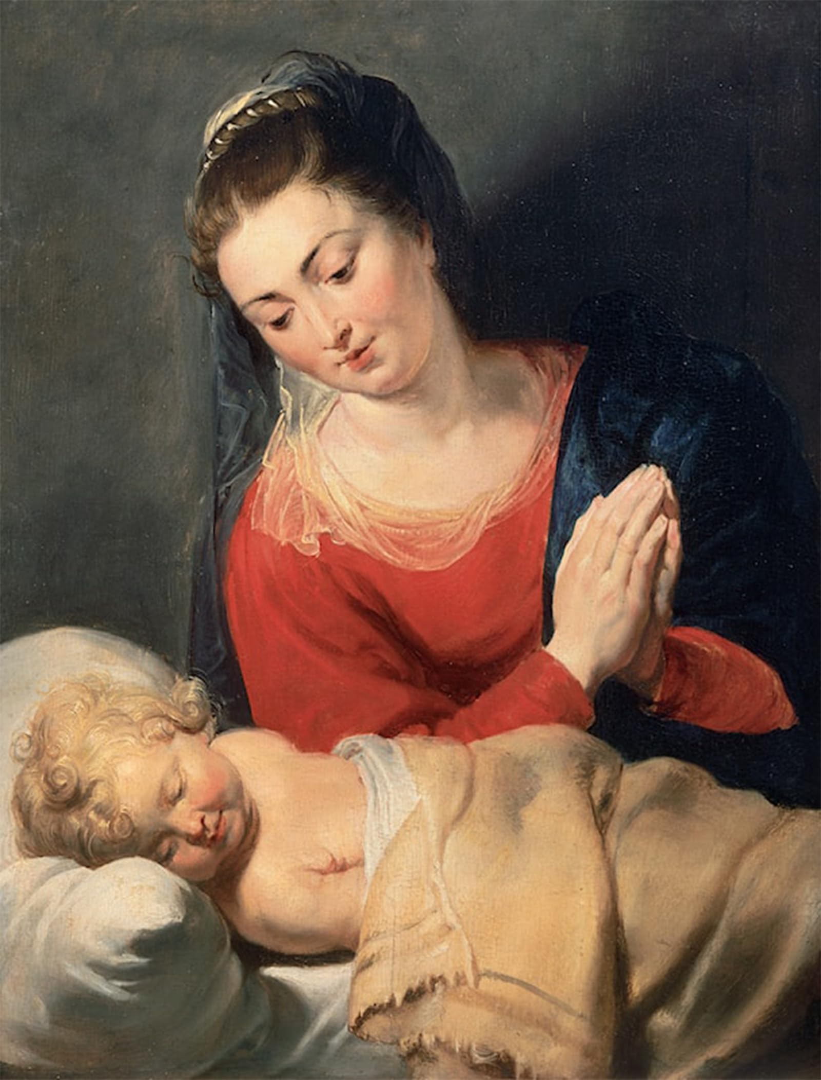 POSTERIIk Vintage Art Print Images Pictures Print Virgin in Adoration Before the Christ Child by Peter Paul Rubens Modern Colour Posters for Office Home Decor 60x90cm