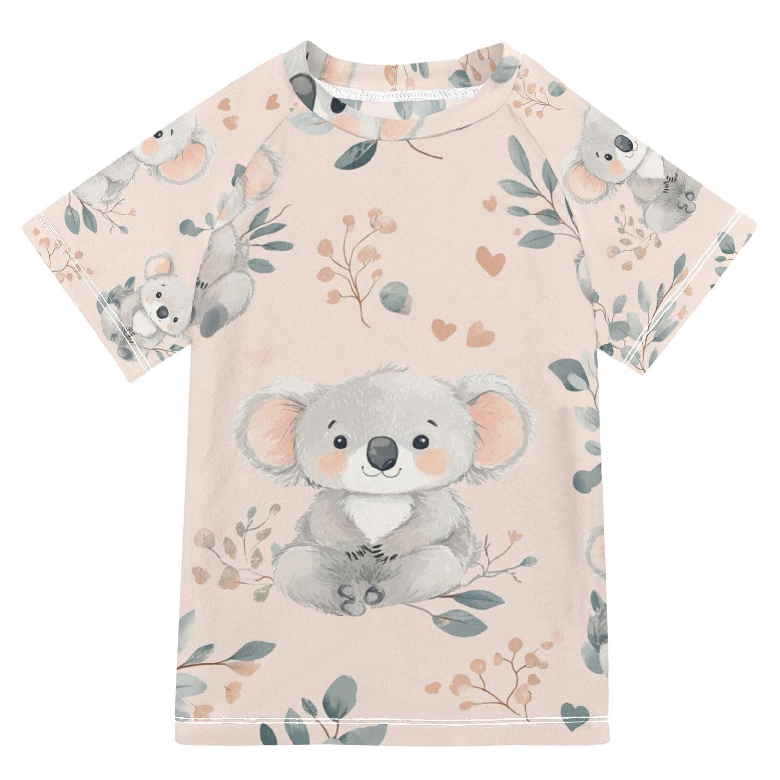 Jucciaco Boys Swimsuit Koala Cute Cartoon Sunscreen Kids Sun Rashguard Short Sleeve T-Shirts Swimwear Sets UPF 50+ Multicoloured