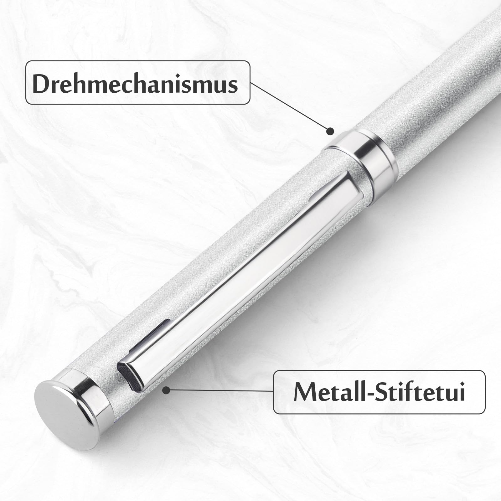 200 stück Kugelschreiber,Geschenke für männer,Ballpoint Pen,Ergonomische Schreibstifte Set,Drehkugelschreiber,Silber Kugelschreiber mit Blau Mine