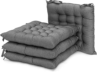 RECYCO Chair Cushions for Dining Chairs 4 Pack, Square Thick Chair Pads with Ties Non Slip, Soft and Comfortable Seat Cush...