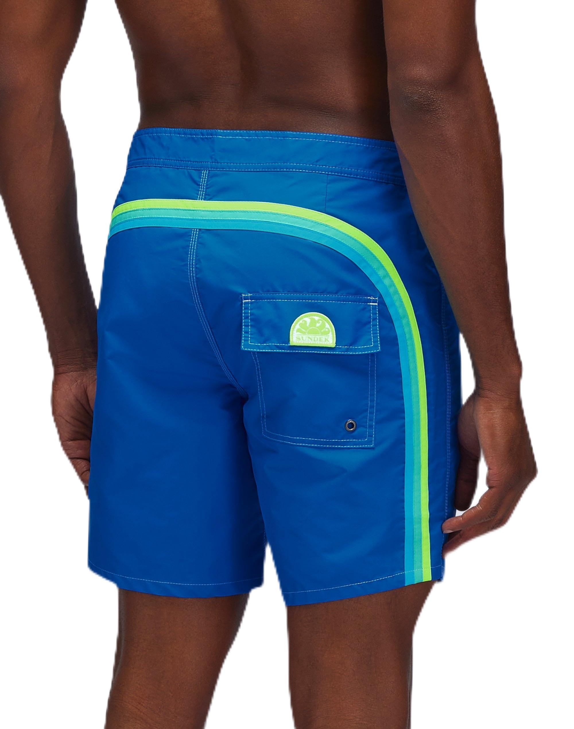 SUNDEK Mens Fixed Waist Boardshort, Swim Trunks 16" Length 7.5" Inseam, A2201 - Over Sky, 30