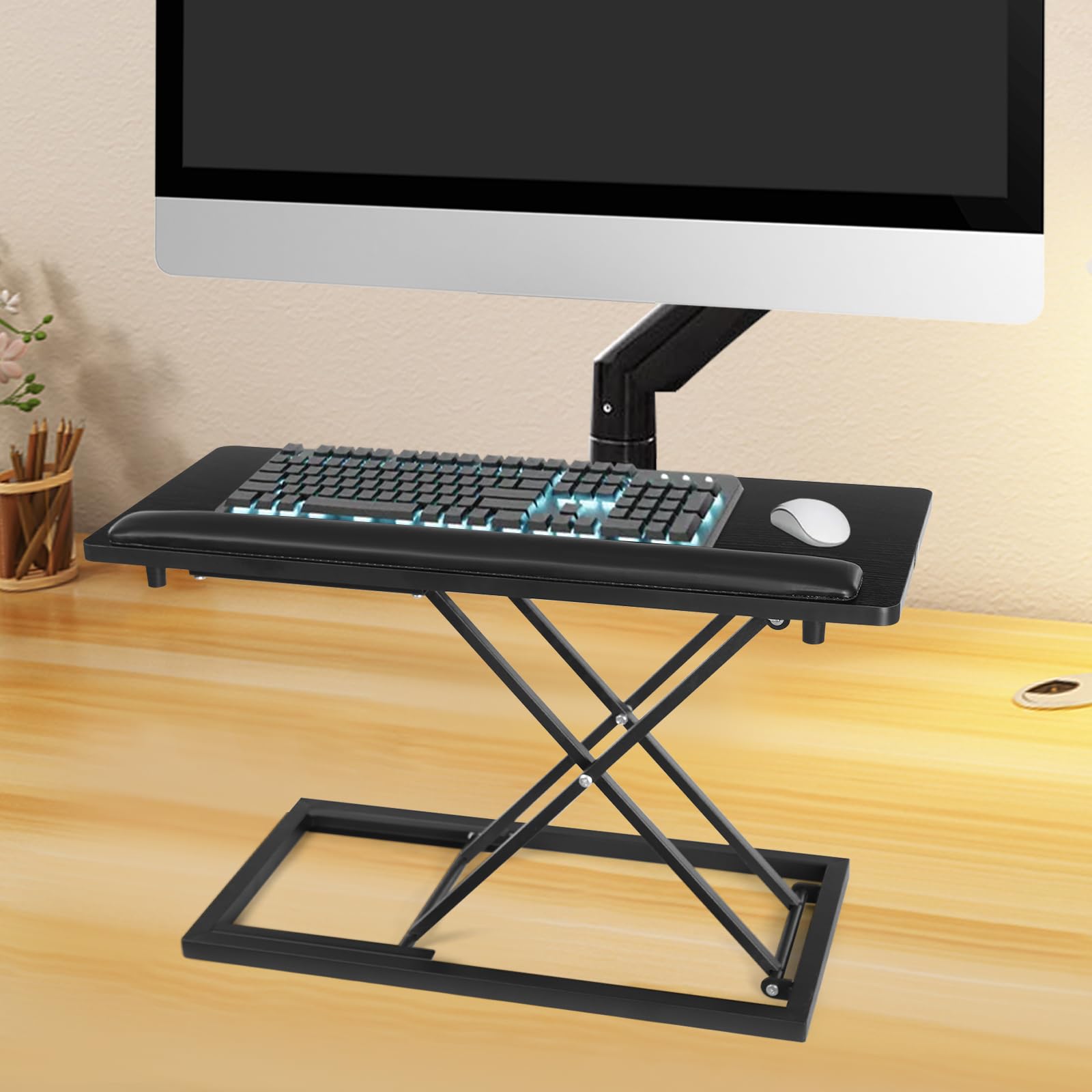 Schreibtischaufsätze, Steh-Sitz Schreibtisch Steharbeitsplatz, Höhenverstellbereich (5.5-38cm), Stehpult Aufsatz Schreibtisch für Computerräumen, Büros, Heimarbeitszimmern - Tragfähigkeit: 20kg