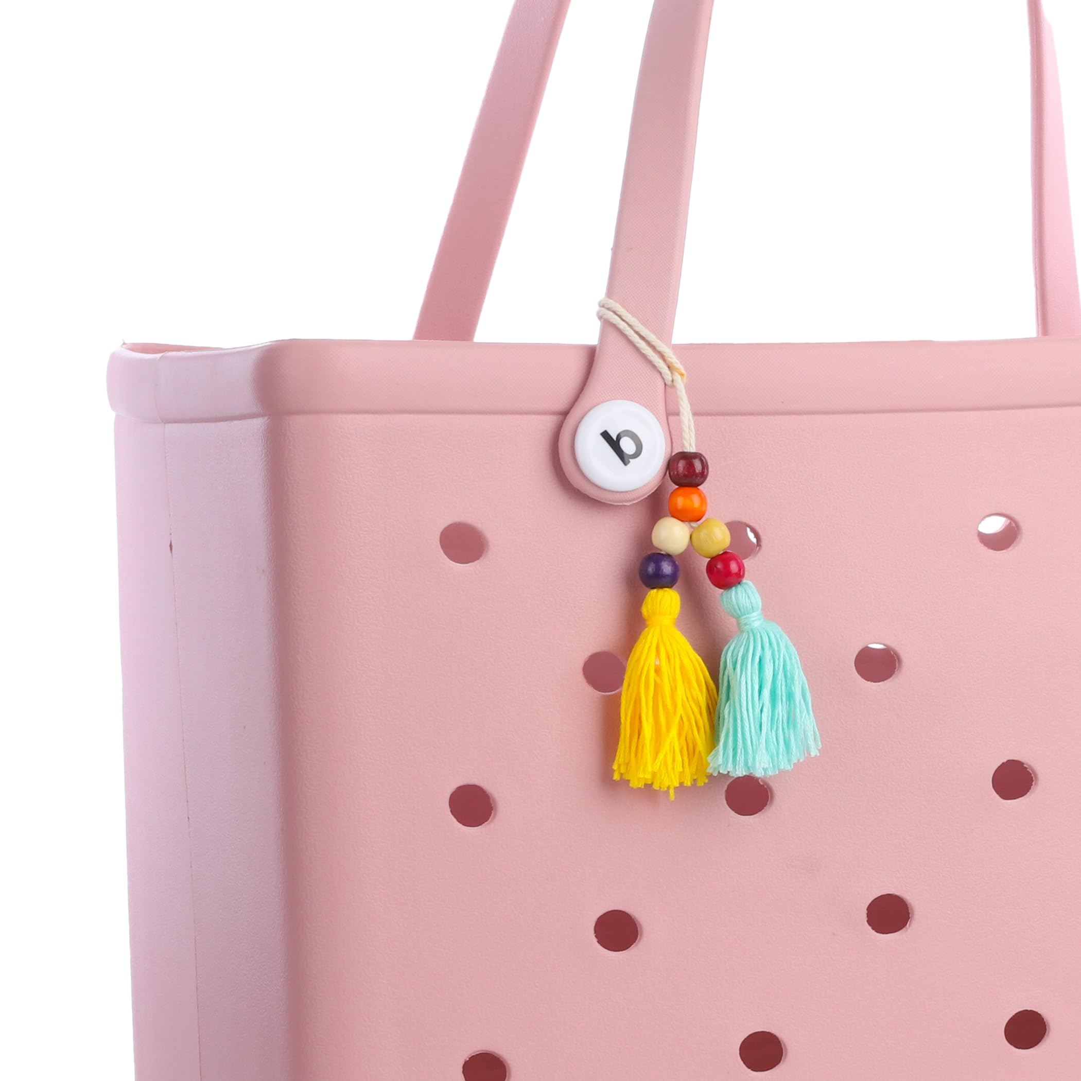 Vagocom Tassel Beads Charm Accessory for Bogg Bag and Simply Southern Totes,Multicolor Wooden Beads and Tassels Decorative for Rubber Beach Tote Bag
