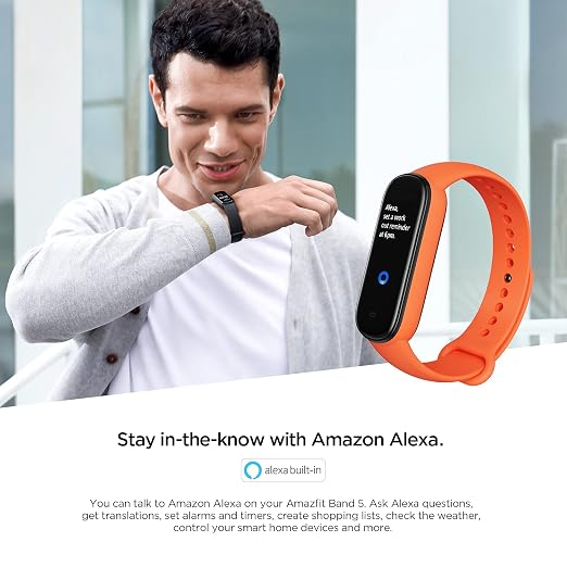 Amazon.com: Amazfit Band 5 - Monitor de actividad física con Alexa  incorporado, batería de 15 días, oxígeno en sangre, frecuencia cardíaca,  monitoreo del sueño, seguimiento de la salud de las mujeres, control