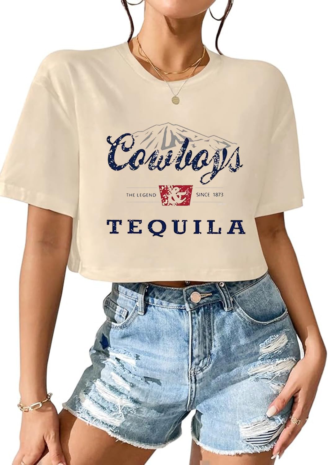 Cowboy Western Crop Shirt for Women Country Music Shirt Vintage Graphic Print Cowgril Rodeo Tee Country Party Tops
