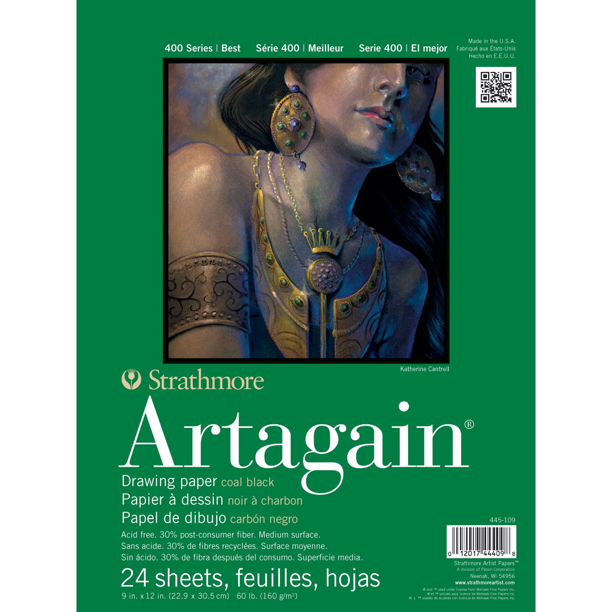 Sundance Strathmore Black Artagain Paper Pad 9x12-24 Sheets