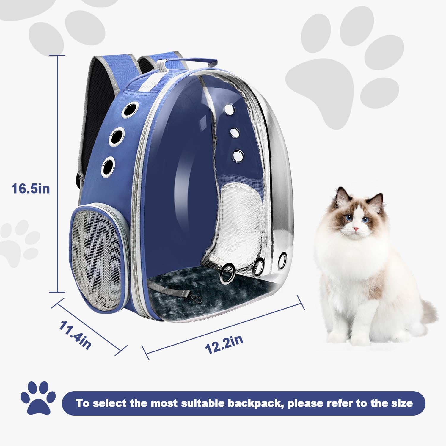 Mochila transportadora para gatos, transportador para gatos con diseño ventilado para llevar cachorros, gatos, bolsa de transporte para mascotas, cápsula espacial para viajes, senderismo, camping,