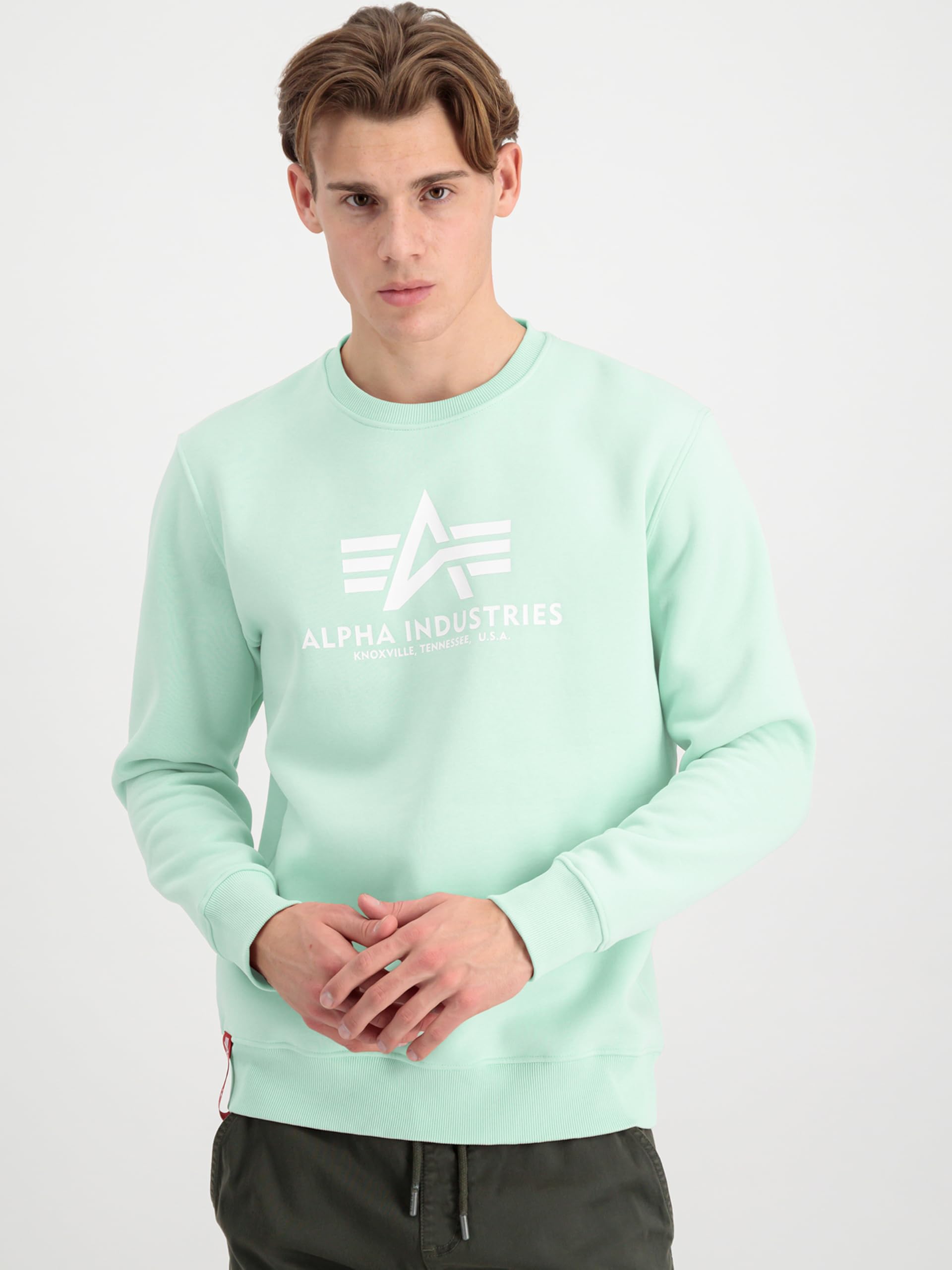 Alpha Industries Herren Basic Pullover Sweatshirt, Blickdicht, Mint, M – Ansicht 2