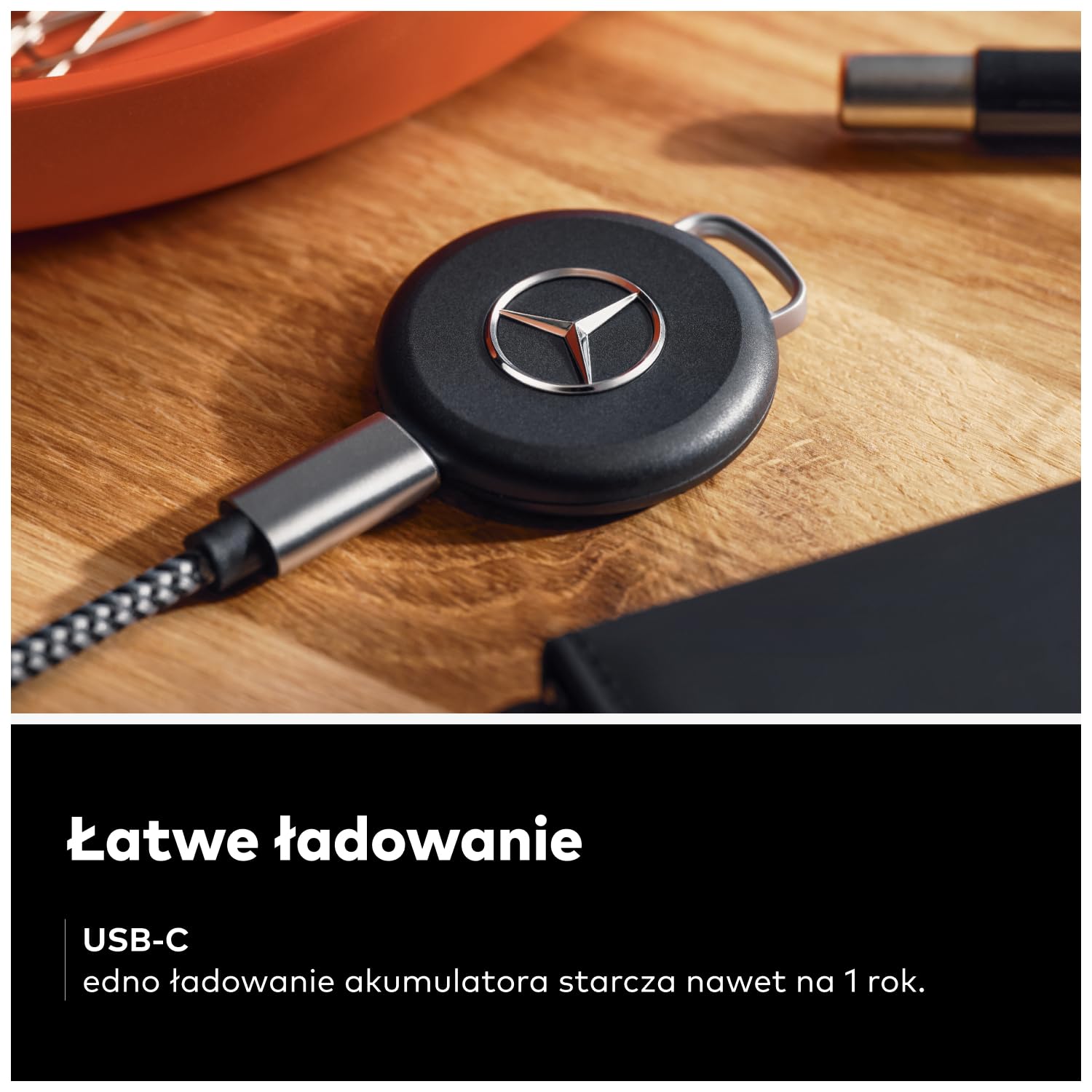 Chipolo LOOP – Edycja Mercedes-Benz: ładowalny lokalizator kluczy i toreb | kompatybilny z aplikacją Znajdź (Apple) i Centrum lokalizacji (Android); alerty o pozostawieniu i znajdowanie telefonu