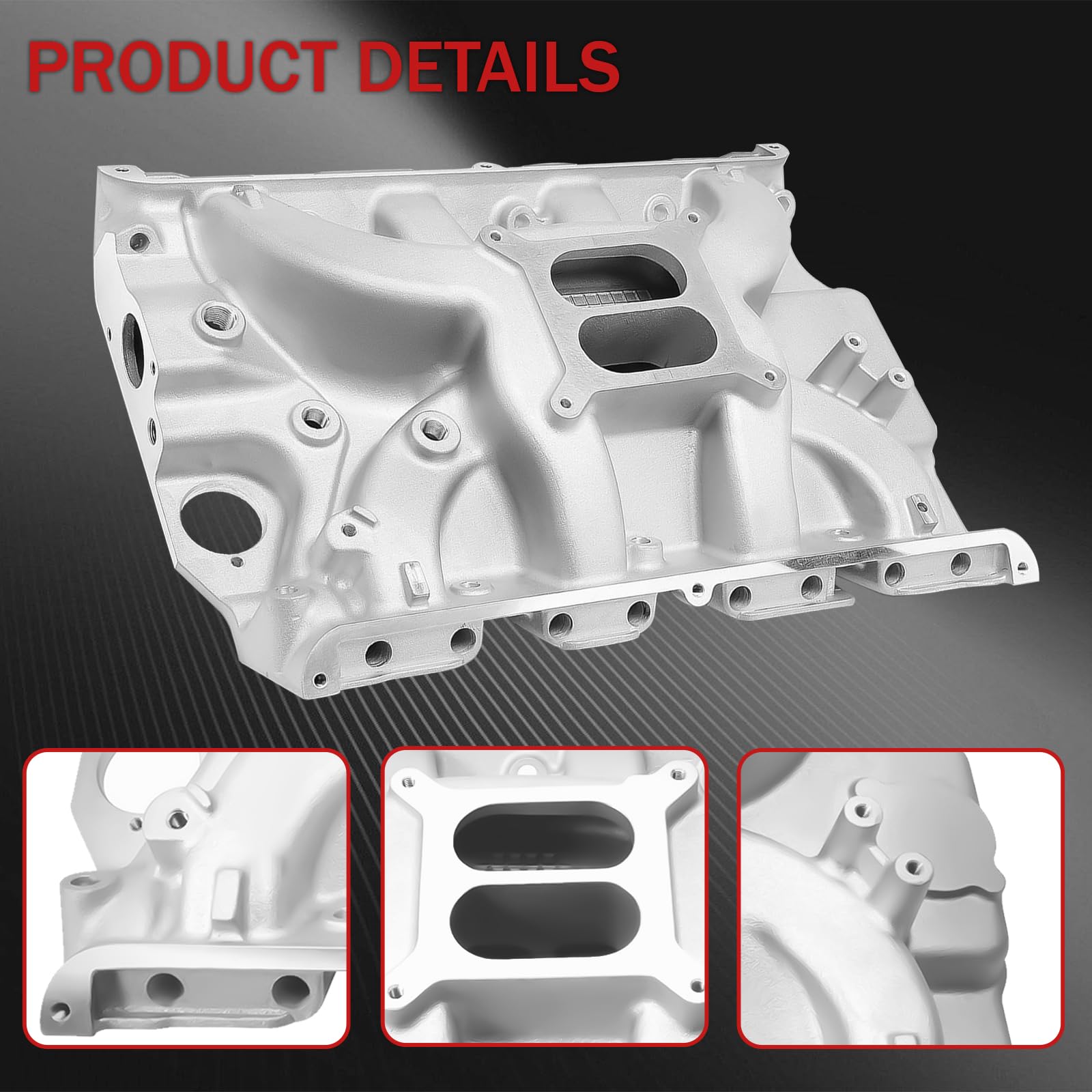 Collettore di aspirazione a doppio piano in alluminio per motore con guarnizioni, compatibile con Ford 332 5.4L, 352 5.8L, 360 5.9L, 390 6.4L, 406 6.6L, 410 6.7L, 427 7.0L, 428 7.0L