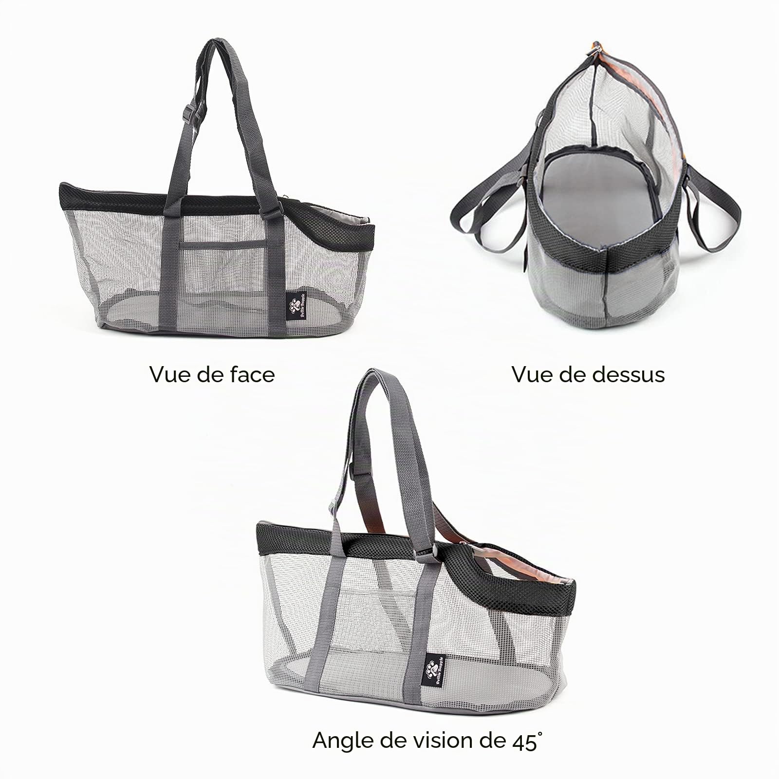 PETCUTE Sac Transport Chien,Sac à Main pour Animaux De Compagnie en Maille Respirant,Sac de Voyage pour Chien avec Coussins Amovibles,Confortable Sacoche À Bandoulière Portable pour Petits Chiens