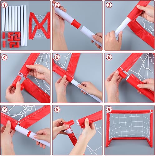 Miniatura 3 de Juego de 2 juegos de mini hockey para niños, incluye 2 redes de hockey, 2 mini portería de hockey, 4 mini palos de hockey de plástico, 4 bolas de