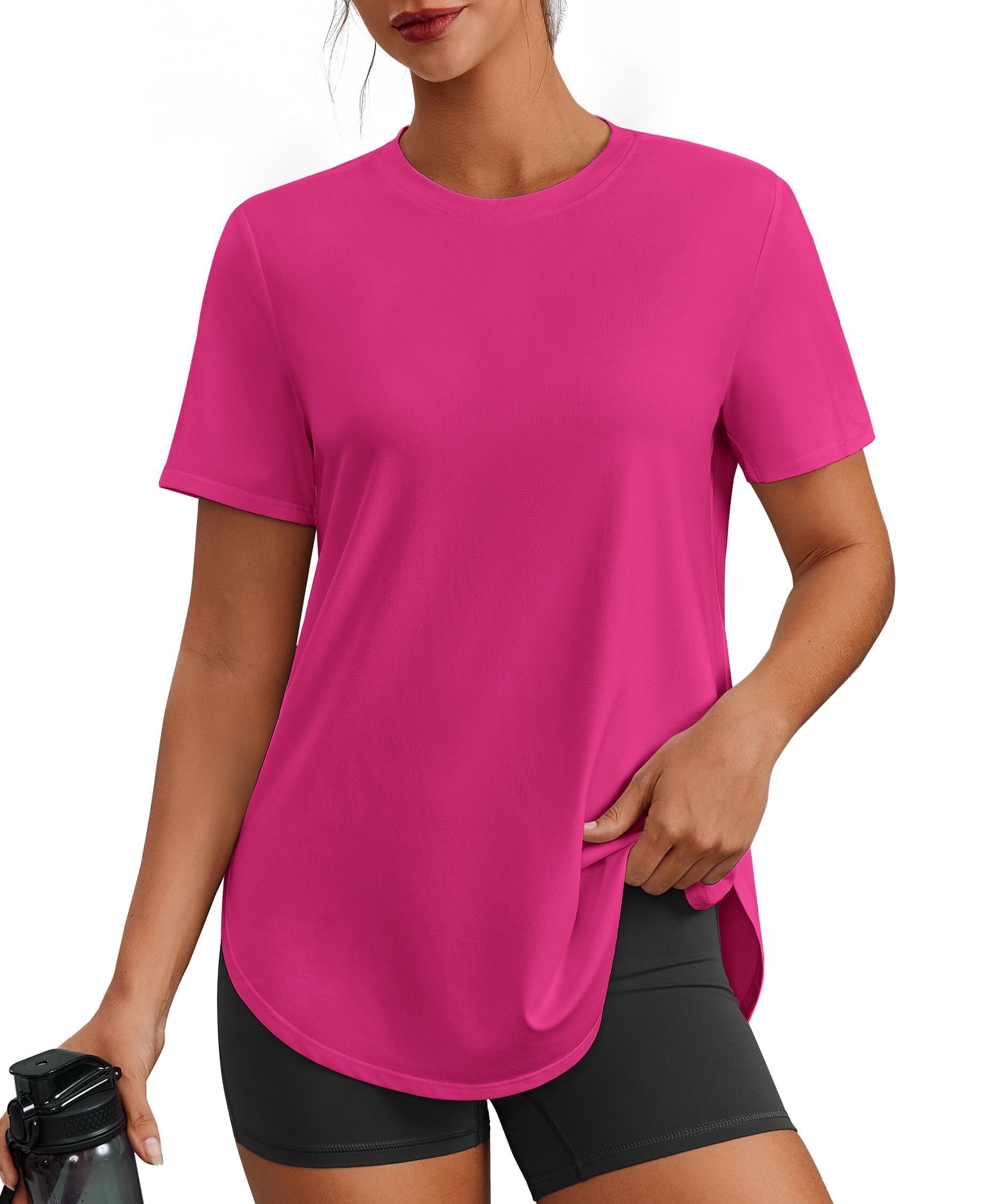 PINSPARK Camiseta deportiva de manga corta cuello redondo mujer funcional senderismo correr