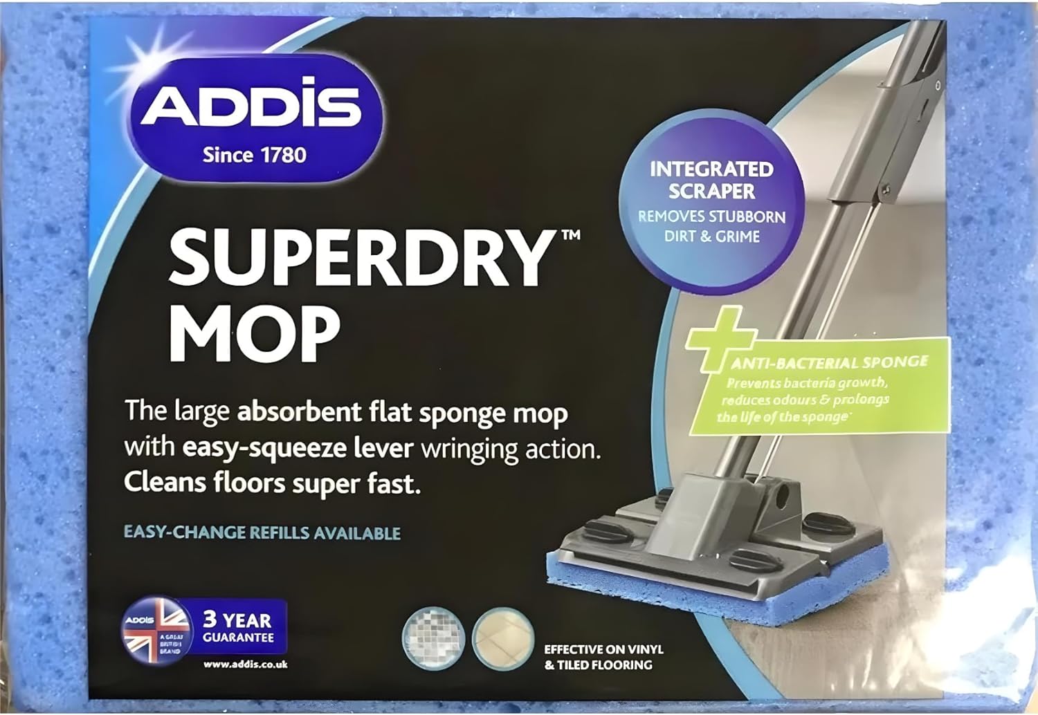 AMK® Addis Superdry Anti Bacterial Cleaning Sponge Mop Refill Replacement Head Amazon.co.uk