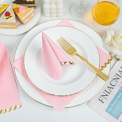 Miniatura 5 de WDF Paquete de 150 servilletas de papel desechables del día de San Patricio, servilletas verdes de 3 capas con borde dorado, servilletas desechables