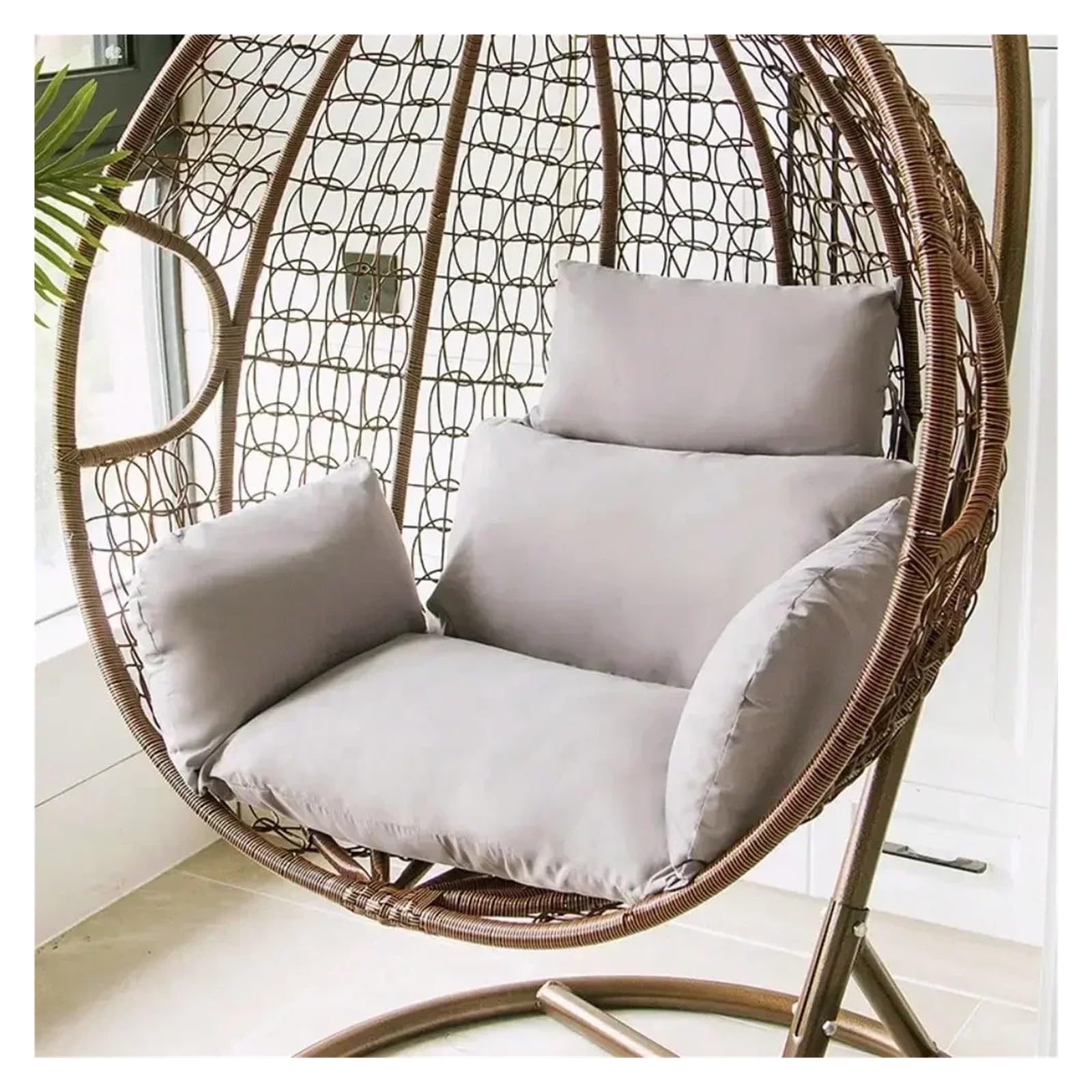 GHHZML Egg Chair Cushion Hanging Chair Rattan Egg Garden Furniture Courtyard Wicker Swing Cushion For Home Patio Lounger(Grey)