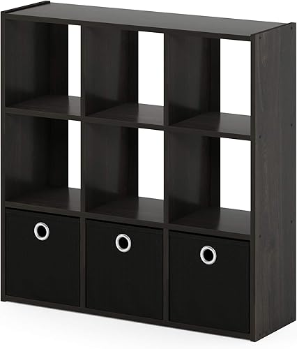 Miniatura 7 de Organizador simple de 9 cubos con cajones, 13207EX/BK, de Furinno Espresso / negro,Gris/Negro,Nogal oscuro,Ámbar Pino/Negro,Americano/Marrón