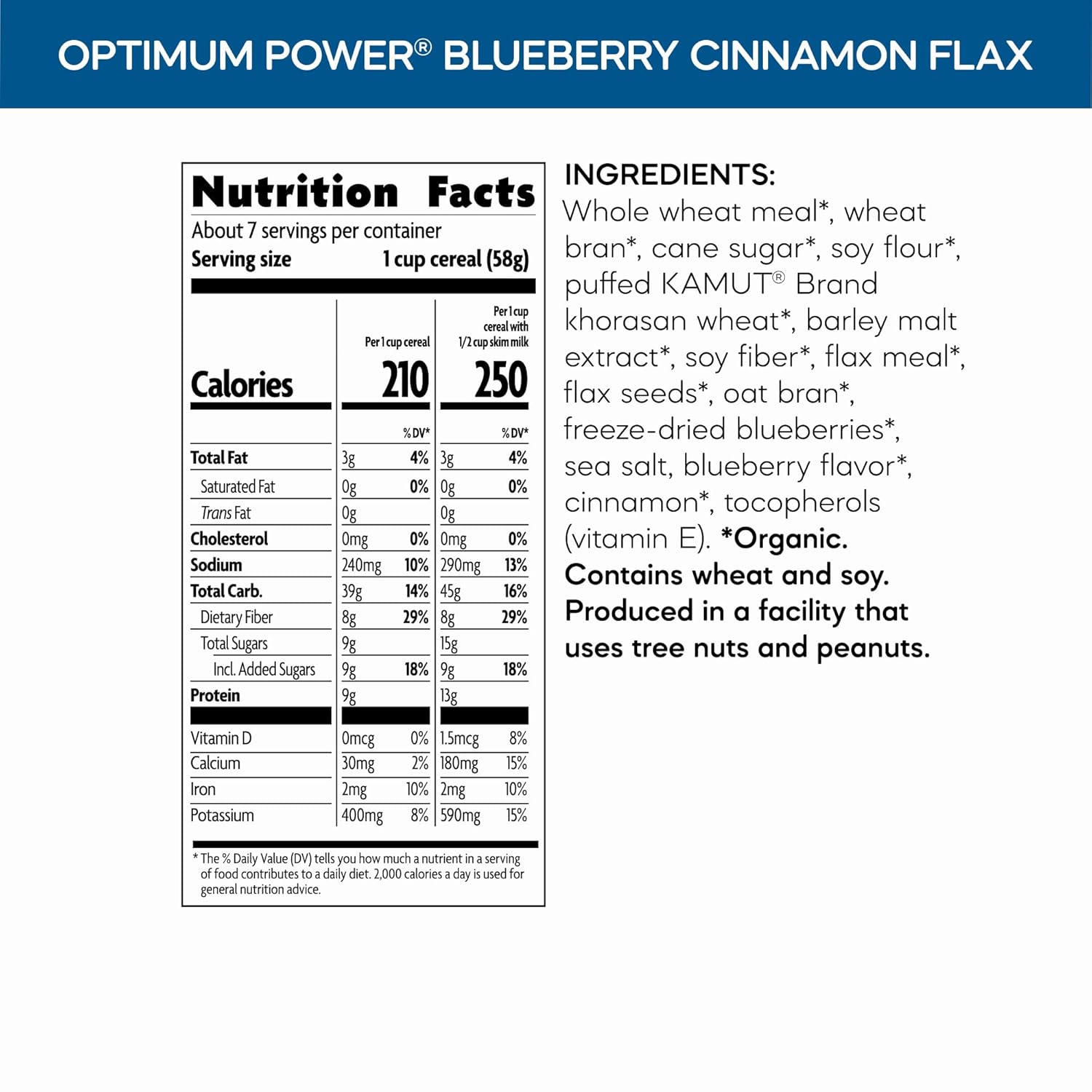 Nature's Path Organic Optimum Power Blueberry Cinnamon Flax Cereal, 14 oz (Pack of 6), Non-GMO