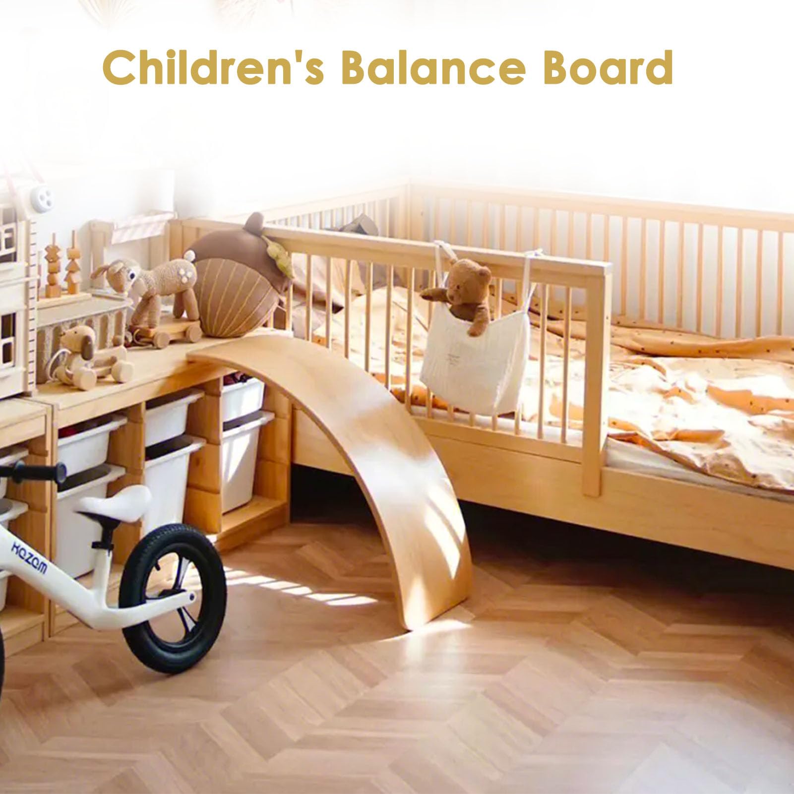 Tabla de Equilibrio Niños Balance Board Curva de Madera para Niño Equilibrio Niños Tabla de Balance Tabla Wobbel Madera Max.200 kg