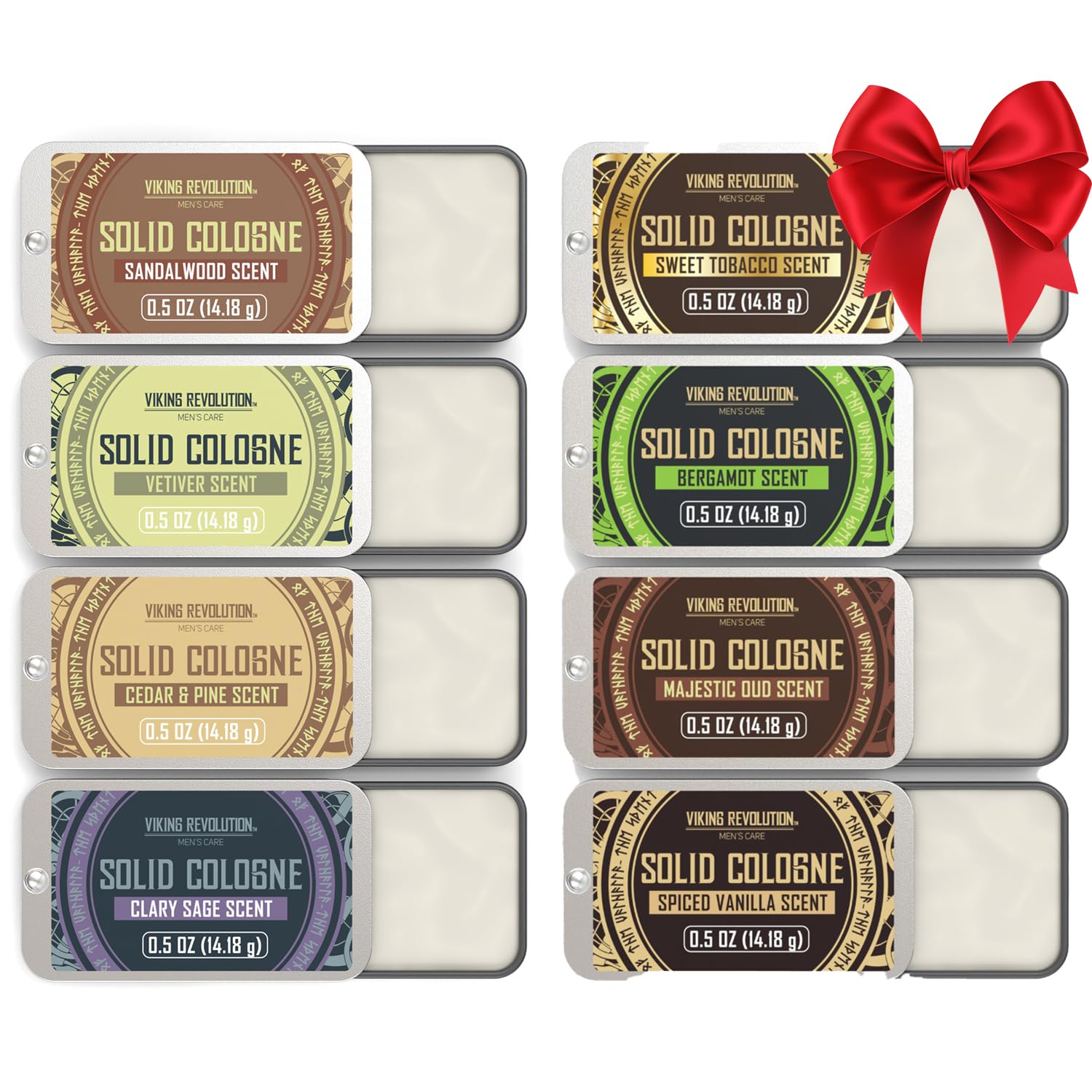 Viking Revolution 4 Pack Mens Solid Colognes Men Bundle of 2 - Balm Cologne for Mens Cologne Balm Travel Cologne Wax - Cologne for Men (0.5 Oz each)