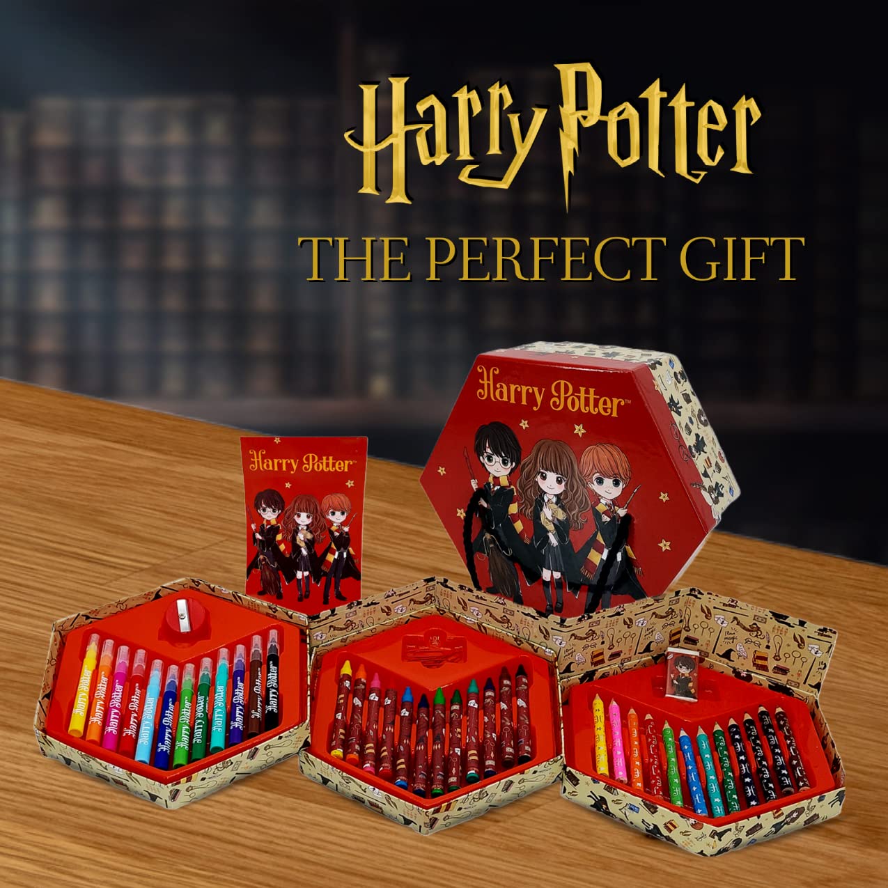HARRY POTTER Set di Cancelleria con Matite Colorate, Pennarelli e Pastelli per Bambini