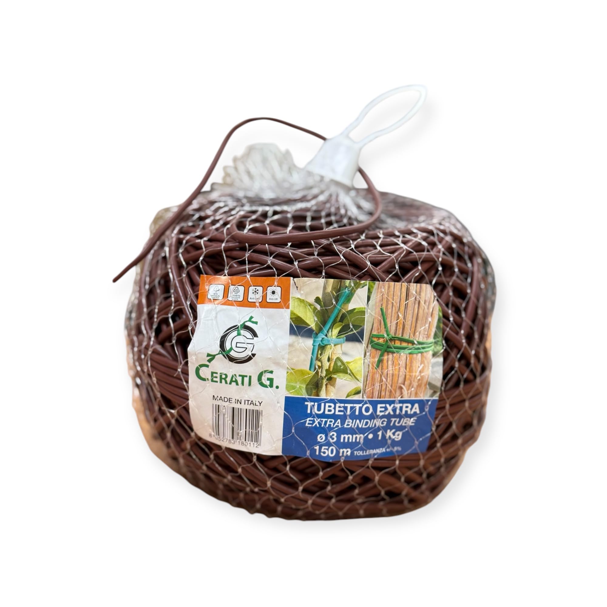 3mm x 150m (495ft) Plant Ties for All Plants, Garden Ties, Flexible Tying Tube, Flexi Plant Tie, Plastic, Soft & Flexible, UV Stable, for Garden Plants - 10 Year Life, Brown