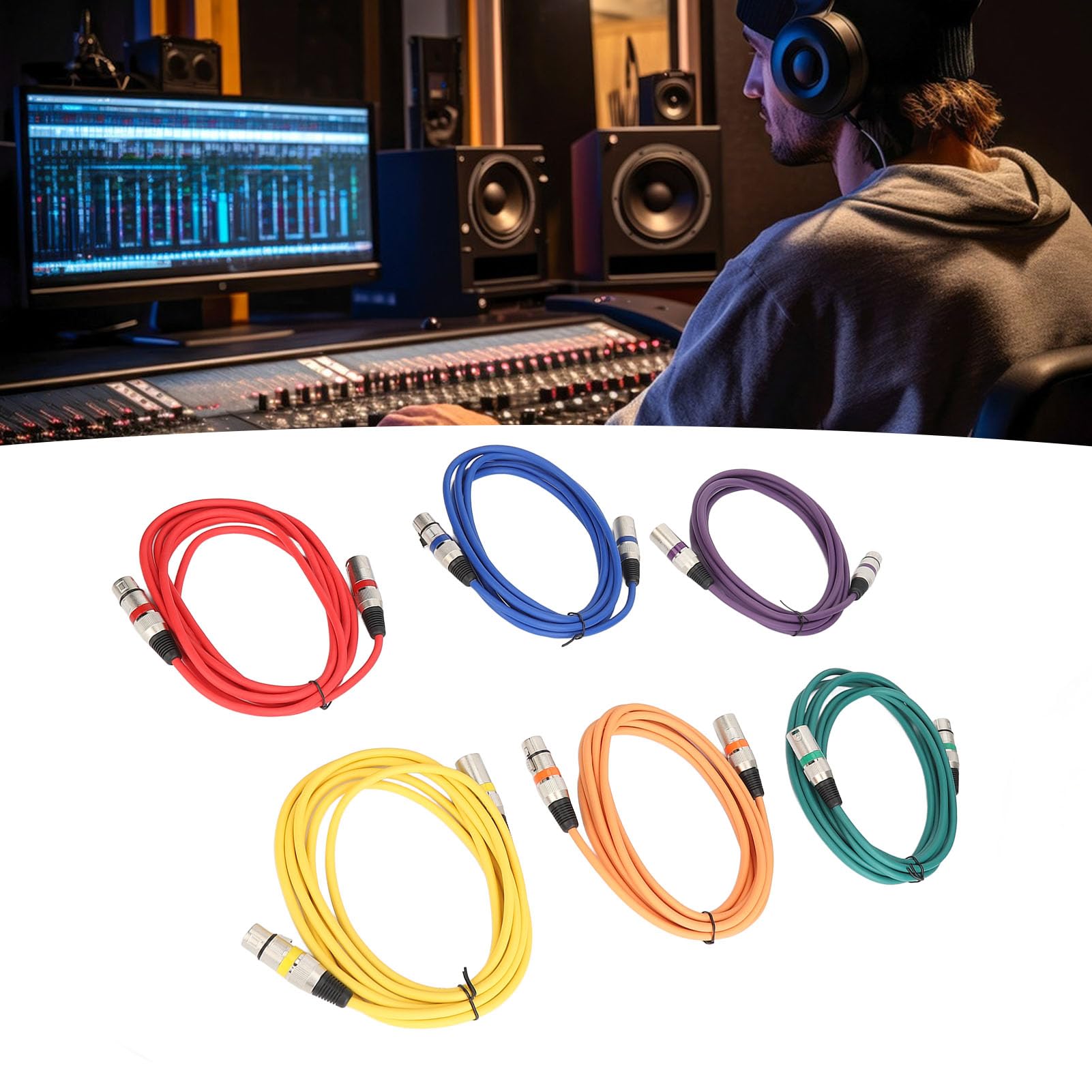 Tissting Cavo Per Microfono Xlr Maschio A Femmina 6 Pezzi, Schermatura A Doppio Strato 10 Piedi Cavo Per Microfono Xlr Anti-Interferenza Forte Per Mixer Microfono