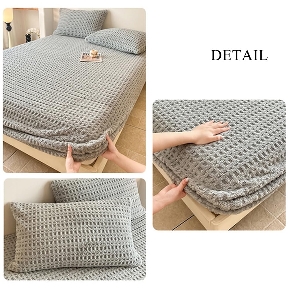 Greyb,150 * 200cmQUEEN, Colchón Caliente Protector Queen King Size Hoja De Terciopelo con Bolsillo Profundo De 11In Suave Cómodo Cubierta De Colchón Cubierta De Cama para Dormitory Hotel