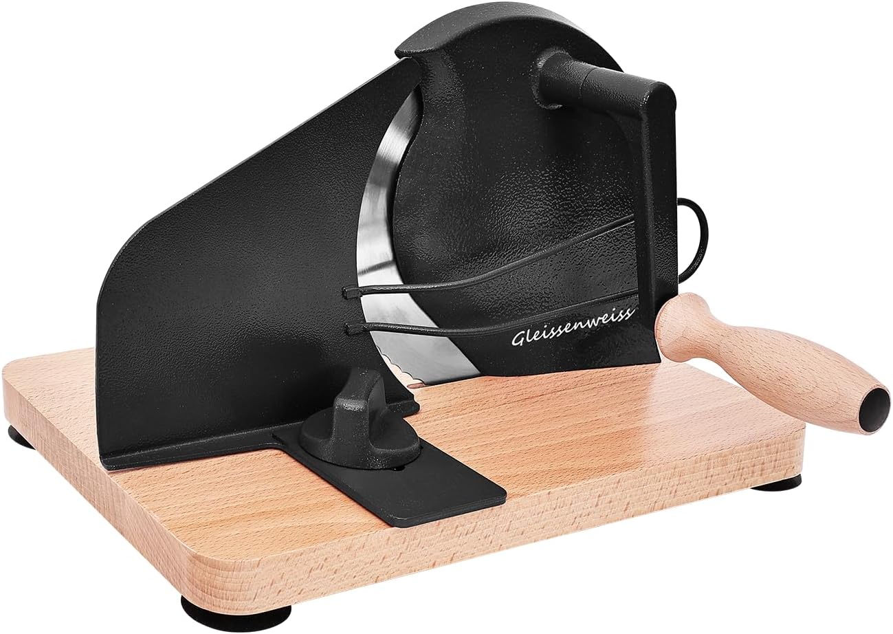Stainless Steel Bread Slicer – Adjustable Manual Sourdough Bread Cutter with Hand Crank & Precise Thickness Control – Classic Homemade Bread Slicer for Kitchen & Bakery (Black)