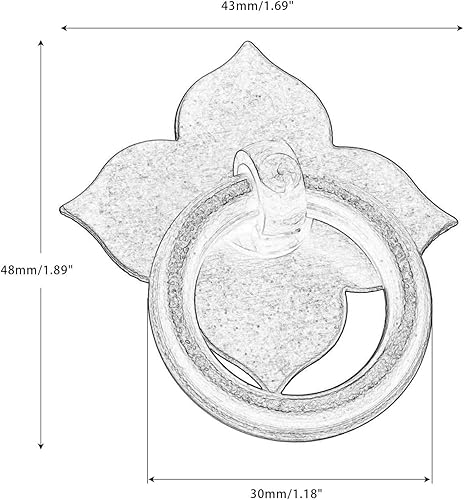 Miniatura 7 de 1 anillo de puerta de latón para muebles de 1.89 x 1.69 pulgadas con tornillos, latón antiguo