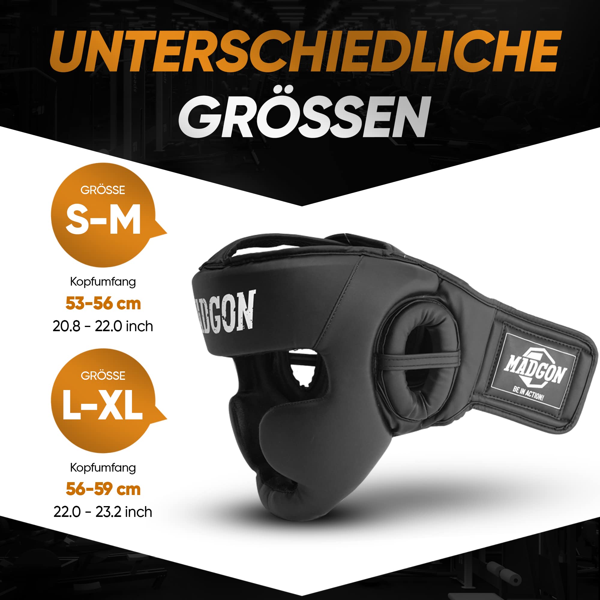 MADGON Premium Kopfschutz, Boxhelm mit Perfekter Sicht und maximalem Schutz, Gesichtsschutz für Kampfsport, MMA, Boxen, Kickboxen & Sparring