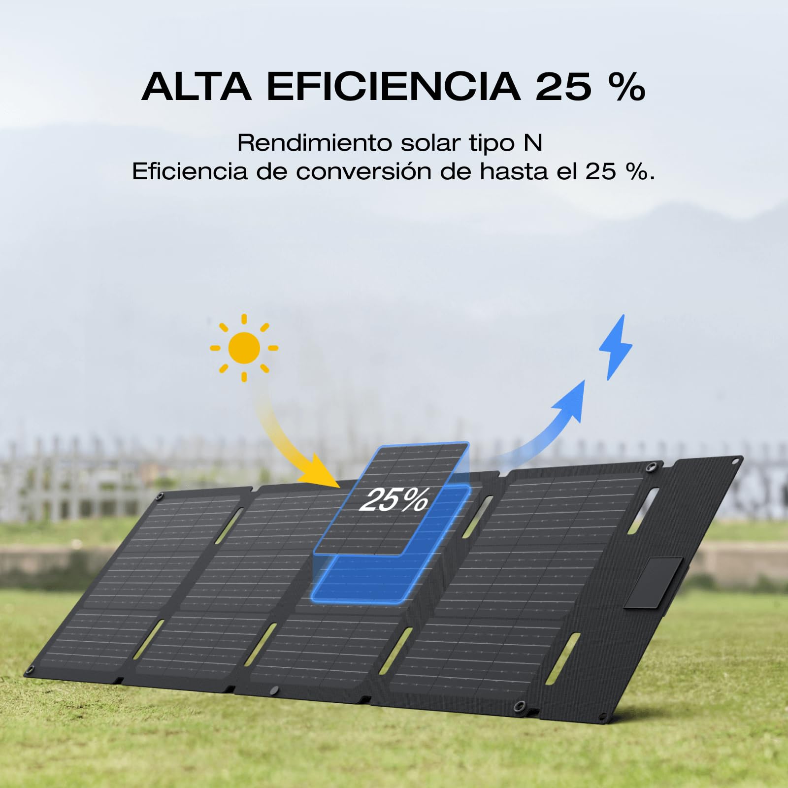 ECOFLOW Panel Solar Portátil 110W, Cargador Solar Plegable Fijable a Soporte Ajustable, Resistencia al Agua IP67 para Acampadas al Aire Libre, Interiores, Autocaravanas