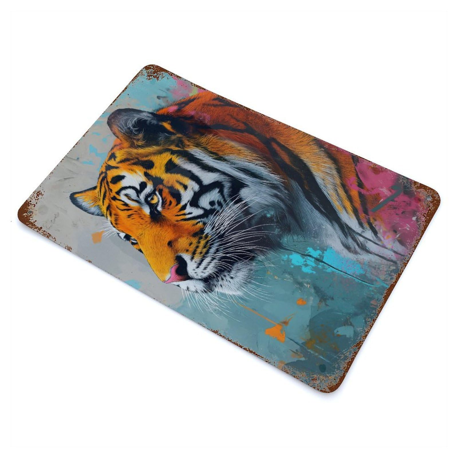 The Royal Tiger 11.8"x7.9" Rustic Tin Plaque, Novelty Wall Decor for Living Room, Hallway And Home Decor