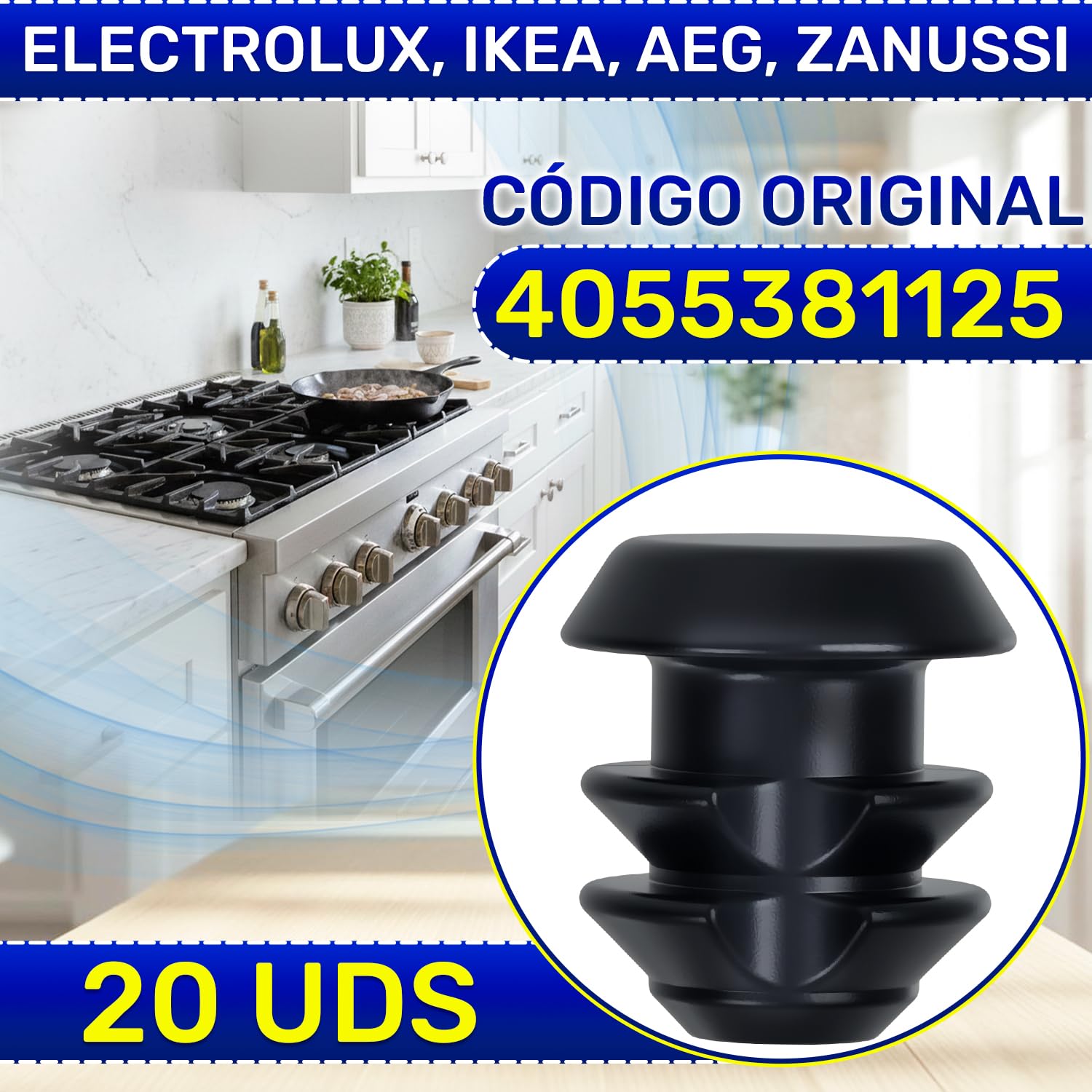 20 Piezas Pies de Goma para Parrillas de Cocina de Gas con Código Original 4055381125 para Electrolux - MADE IN ITALY - MONTERAL