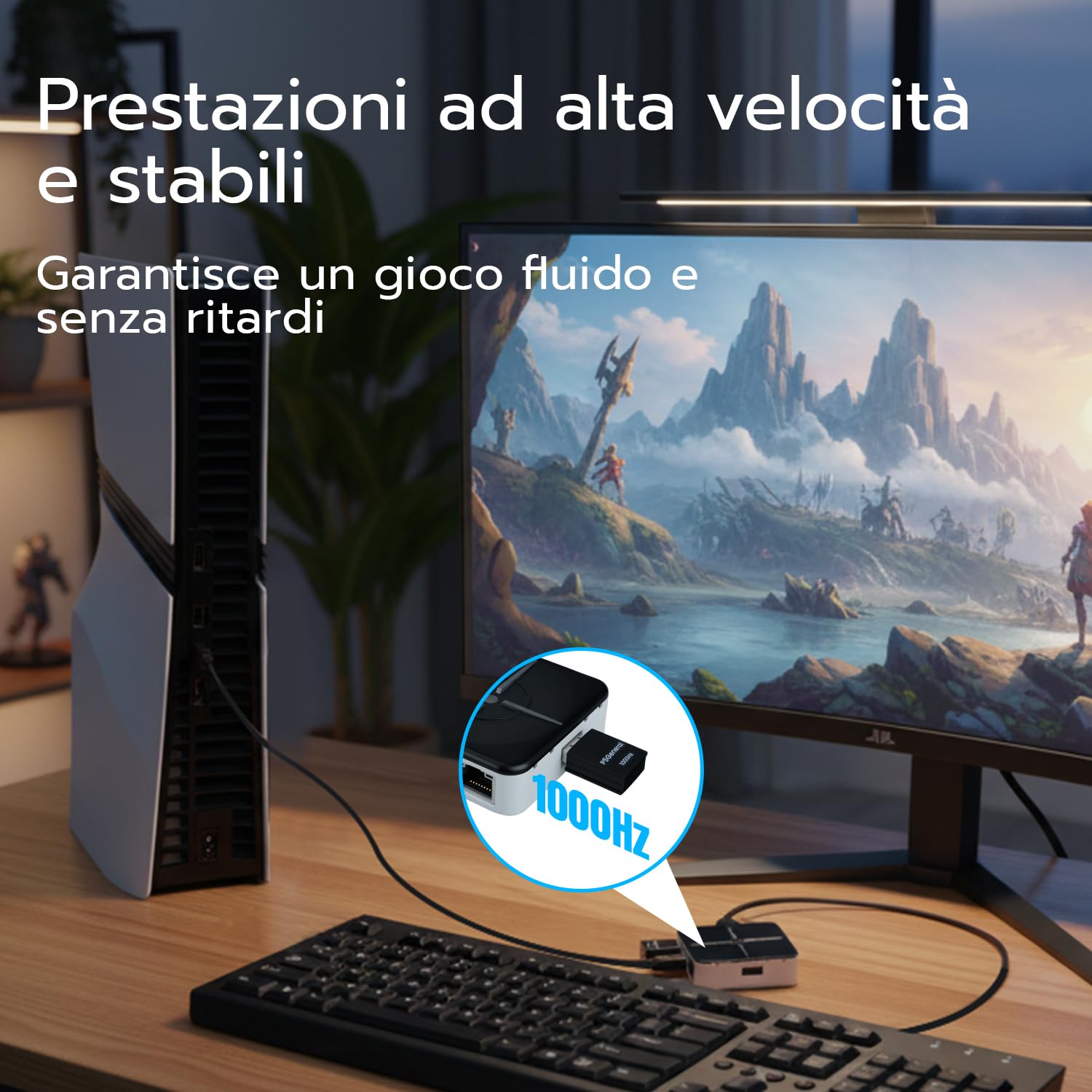 Besavior P5 Adattatore Generale Compatibile con PS5/Slim/PRO Supporta HITBOX, XIM Matrix, ReaSnow S1, Raspberry Pi | Adattatore di Gioco Plug-and-Play 1000Hz per Giochi PS5 – Nero