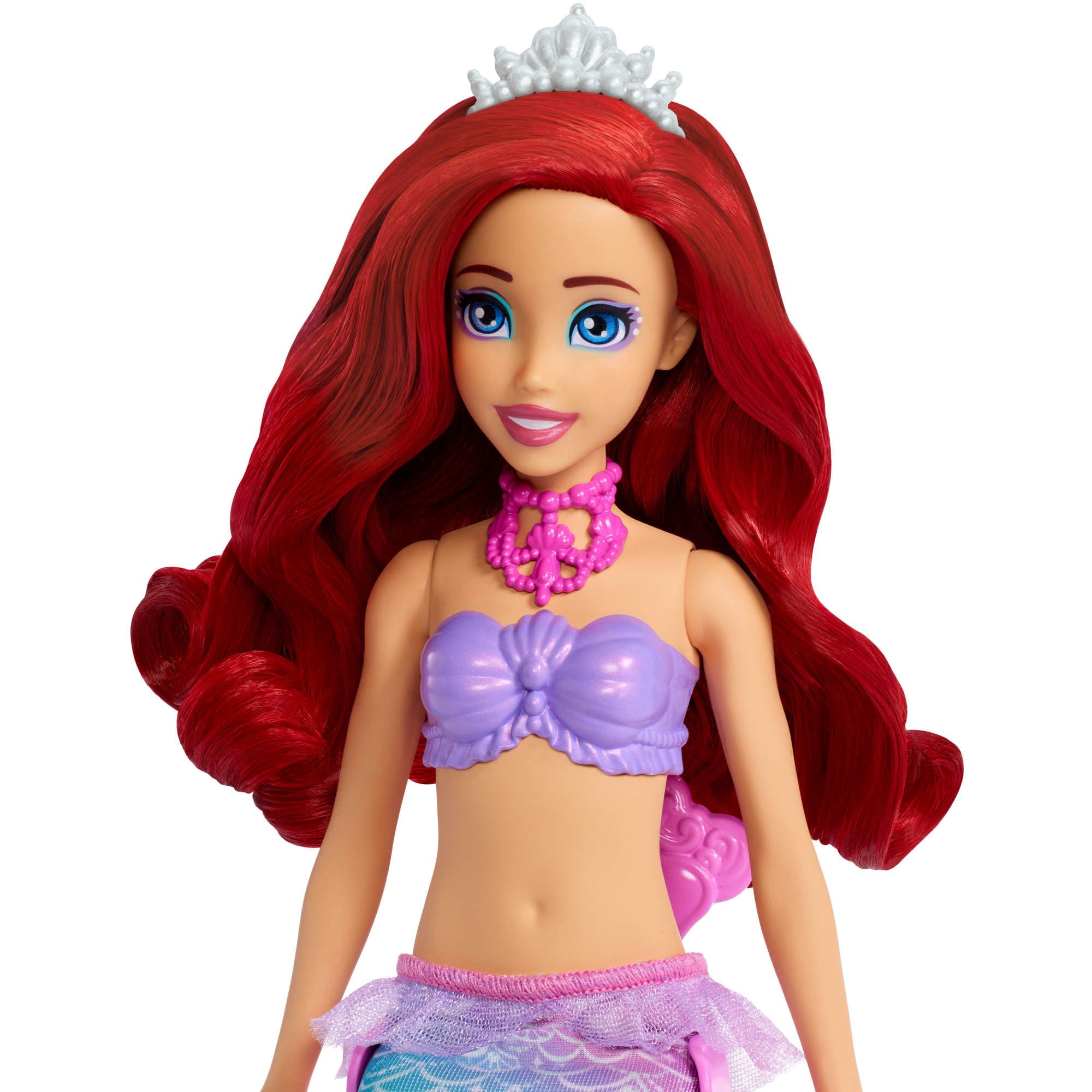 Mattel Disney Princess - Ariel e la Specchiera Magica, set bambola con coda da sirena rimovibile e specchiera con 5 perle a sorpresa e 5 accessori inclusi, giocattolo per bambini, 3+ anni, JBF86