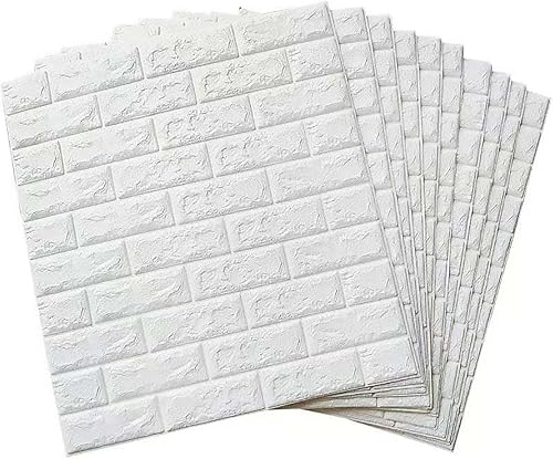 Paneles de pared 3D, ladrillos blancos con texturas 3D, espuma XPE impermeable y a prueba de humedad, paneles 3D para decoración de paredes