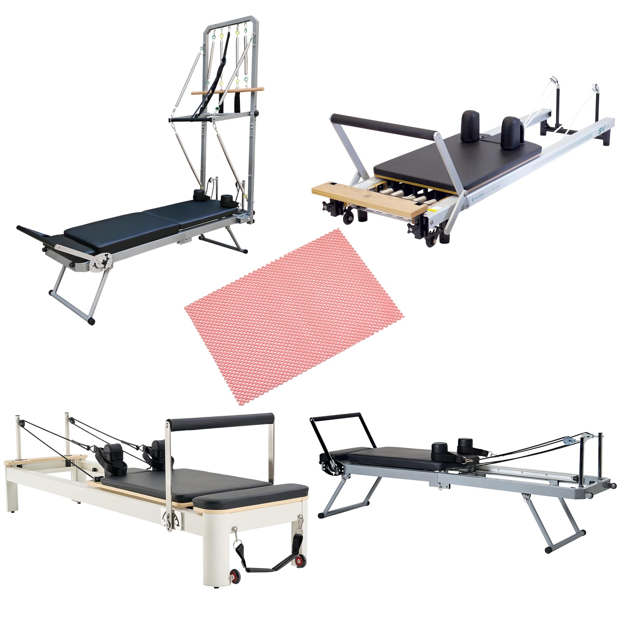 2 Piezas Alfombrilla Antideslizante Pilates para máquina Pilates Reformer Alfombrilla Antideslizante Pilate Unisex, Fitness, Alfombrilla con Asas Entrenamiento de Fuerza